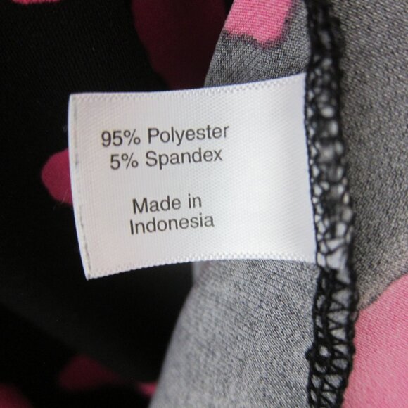 Lane Bryant Fit & Flare Dress 14/16 Black Pink Pockets V-neck Long Sleeves NEW - Picture 7 of 11